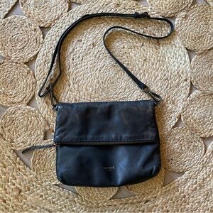 Margot Black Leather Crossbody Bag